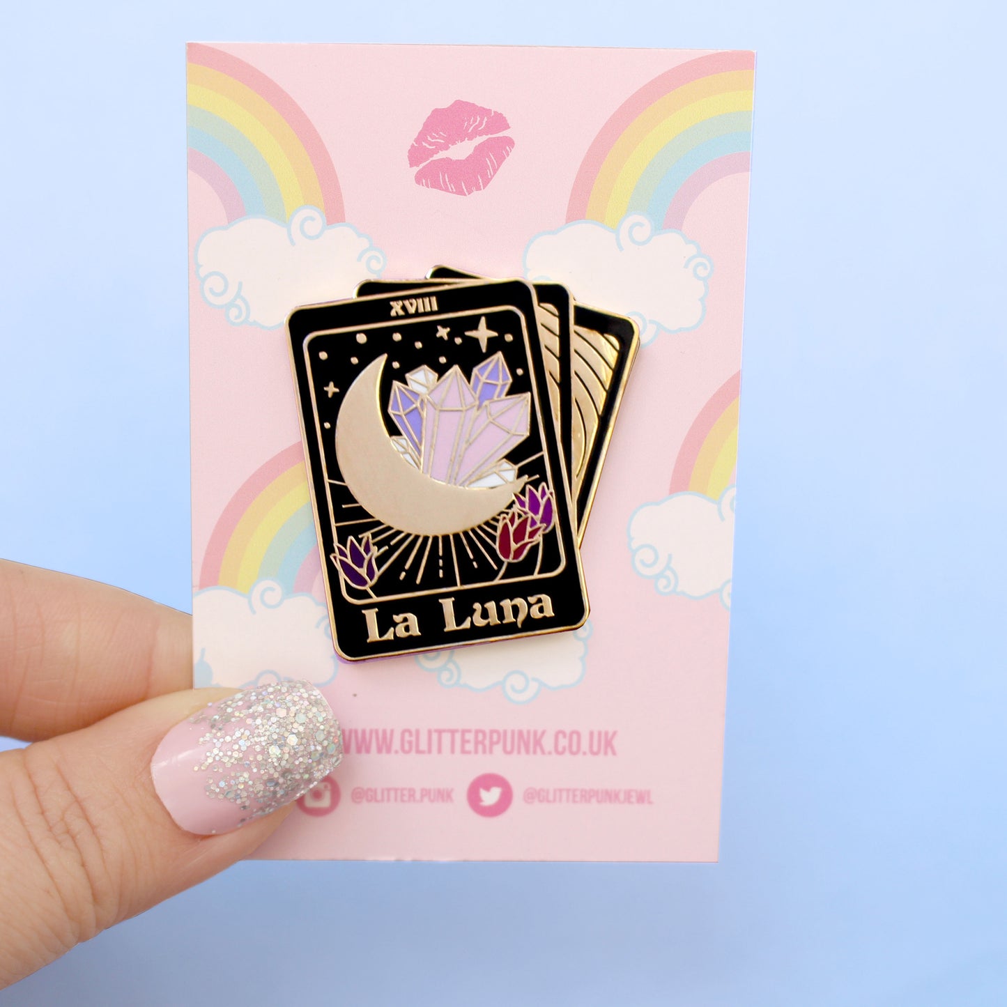 La Luna tarot card enamel pin