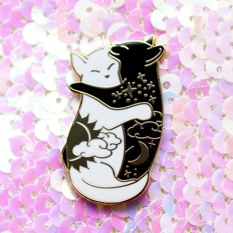 Day & Night Hugging Cat Enamel Pins