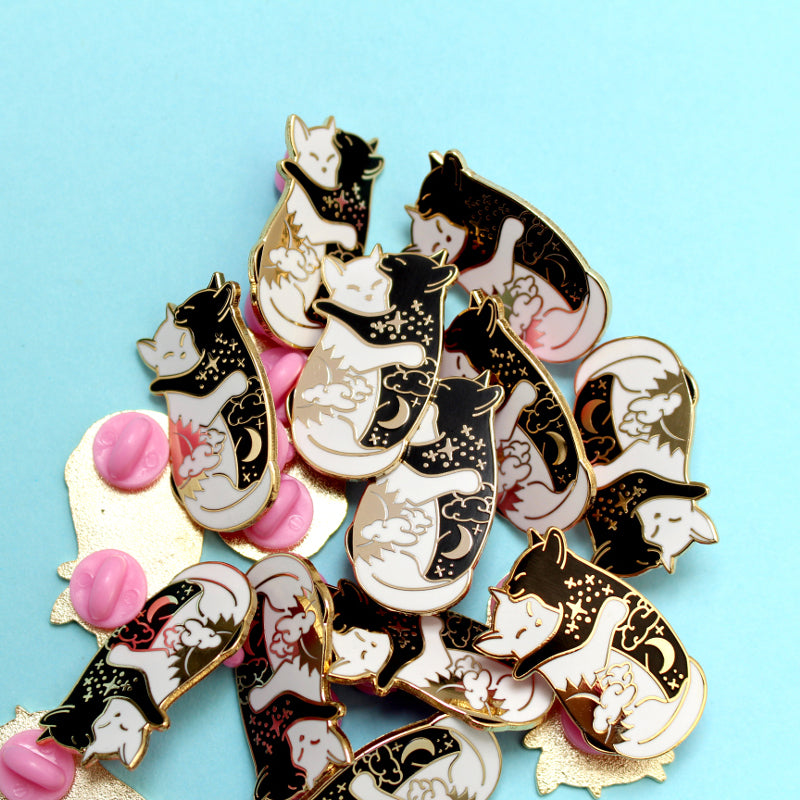 Day & Night Hugging Cat Enamel Pins