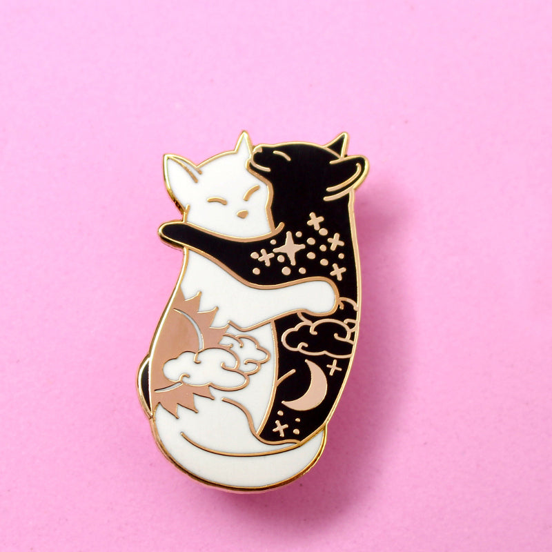 Day & Night Hugging Cat Enamel Pins