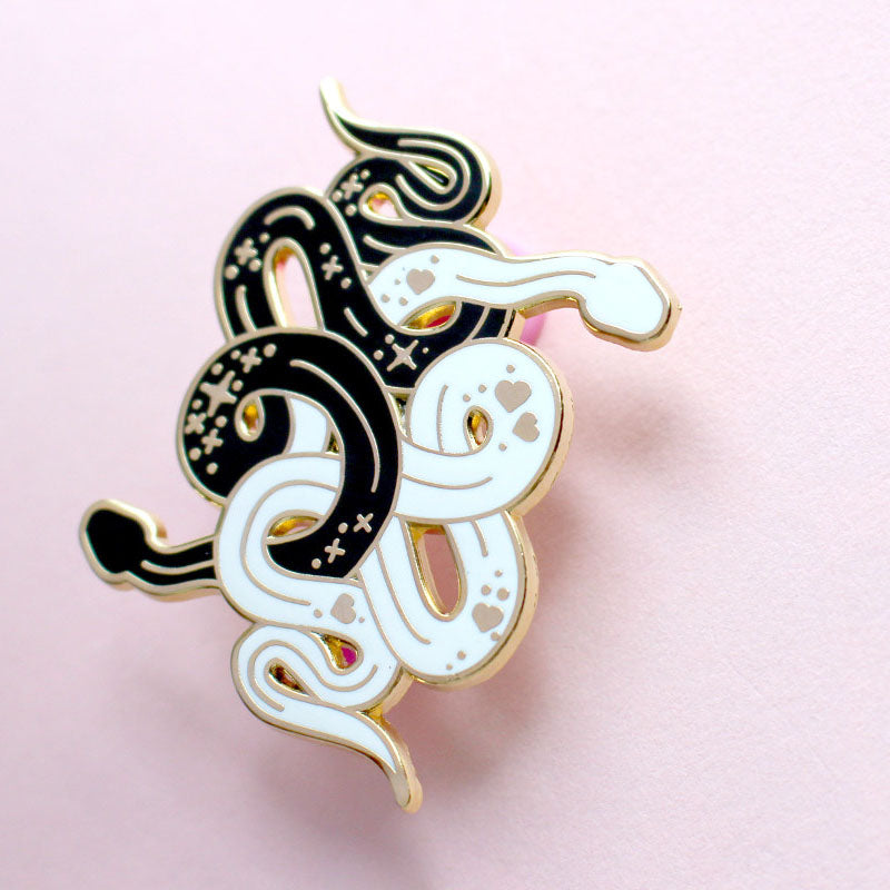 Black & White Snakes Enamel Pin