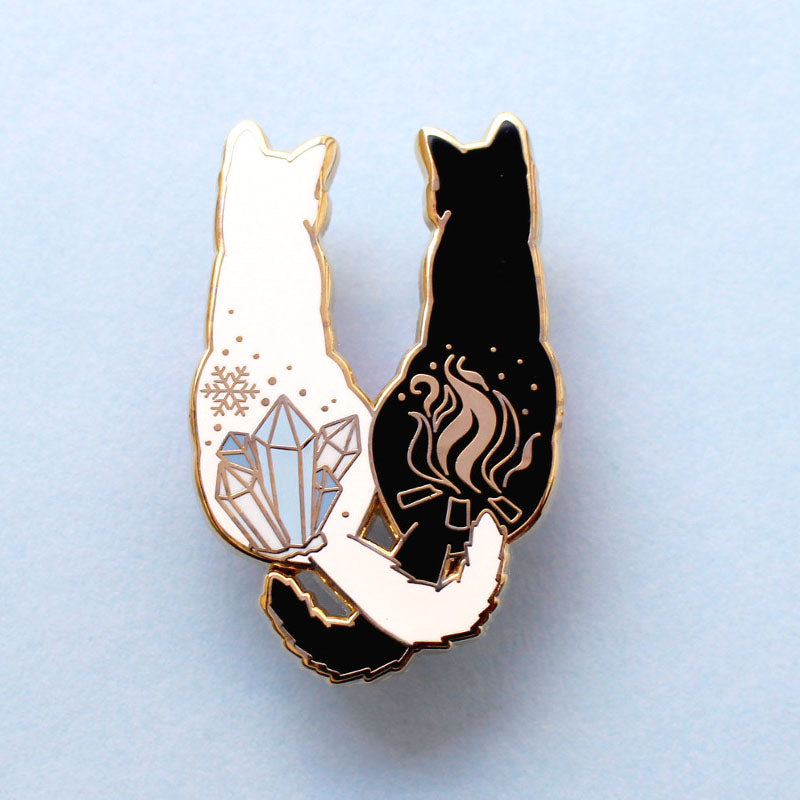 Fire & Ice Cats Enamel Pin