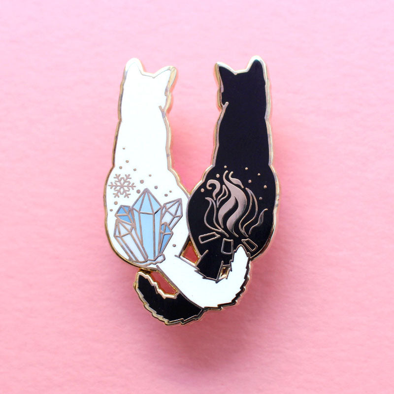 Fire & Ice Cats Enamel Pin