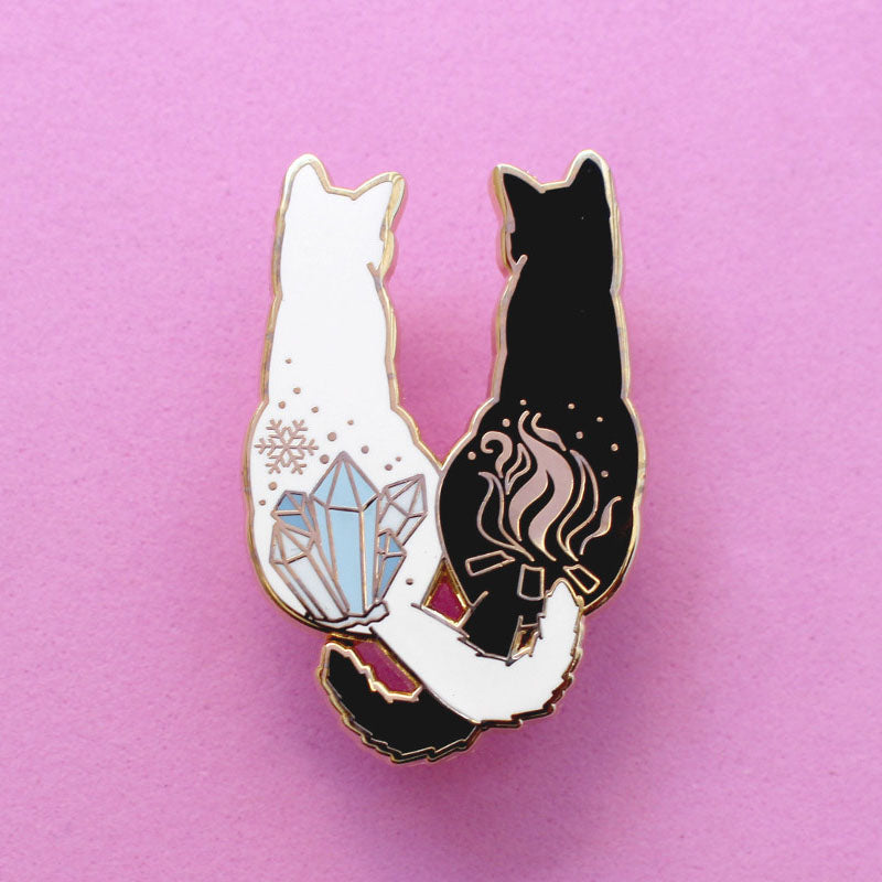 Fire & Ice Cats Enamel Pin