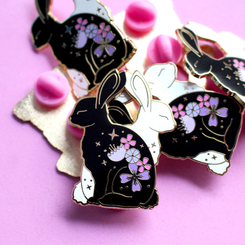 Flower Rabbits Enamel Pin