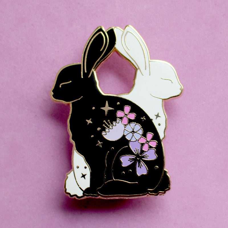 Flower Rabbits Enamel Pin