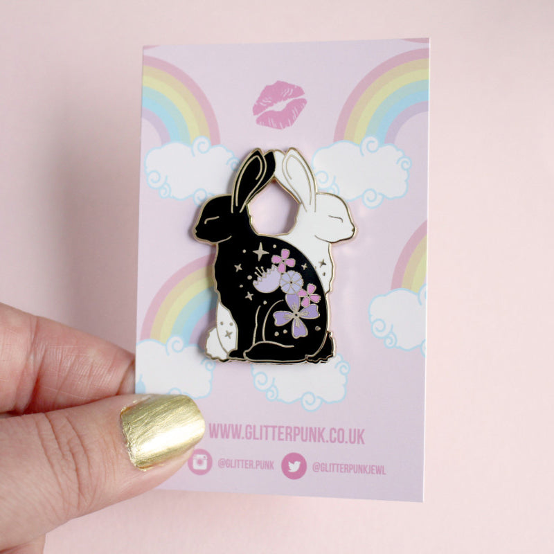 Flower Rabbits Enamel Pin