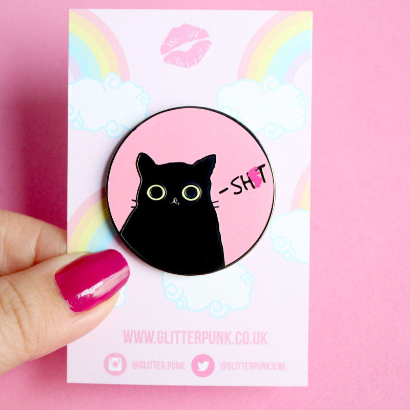 Shit cat enamel pin