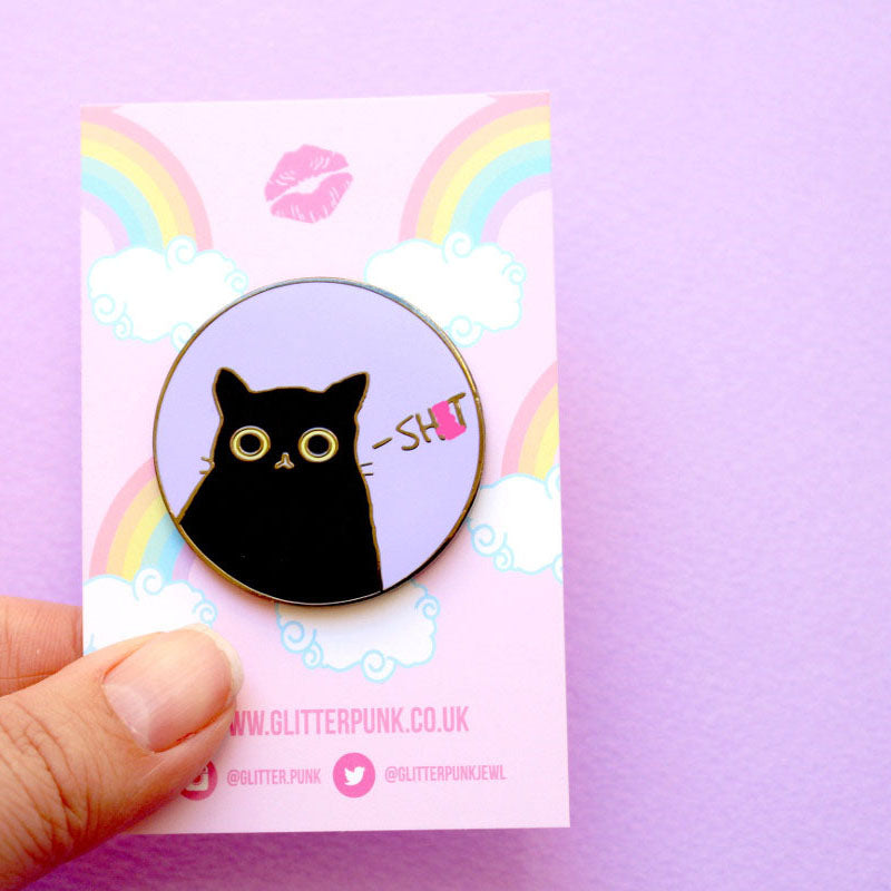 Shit cat enamel pin