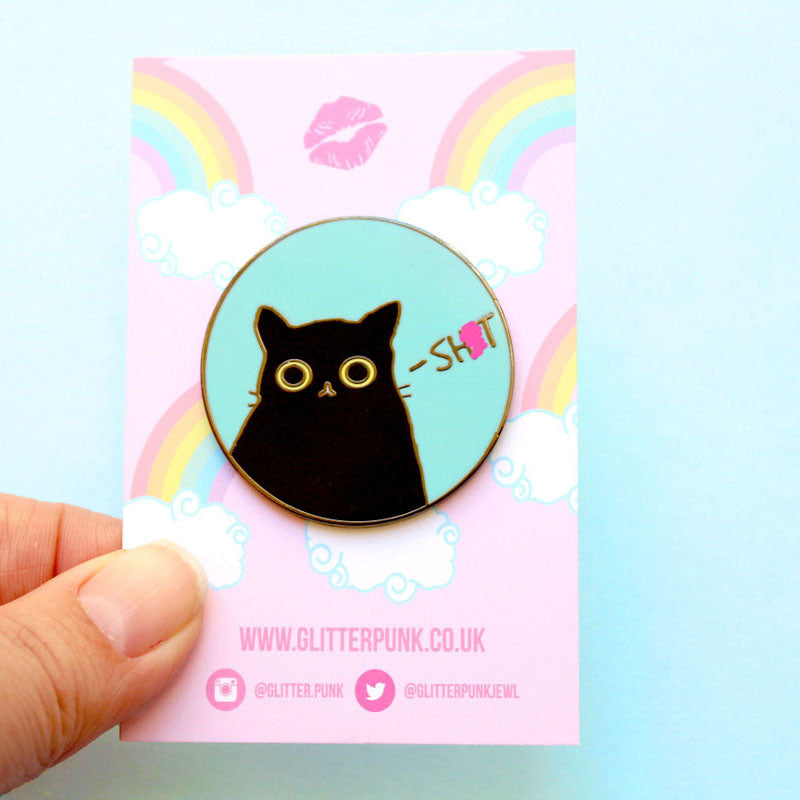 Shit cat enamel pin