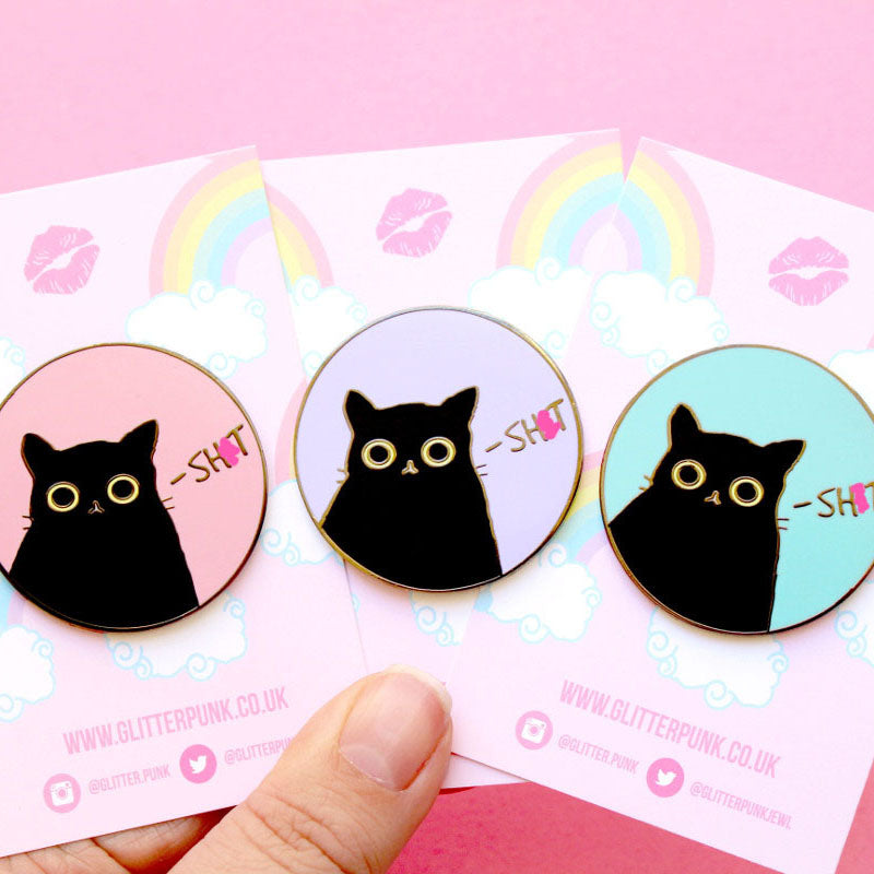 Shit cat enamel pin