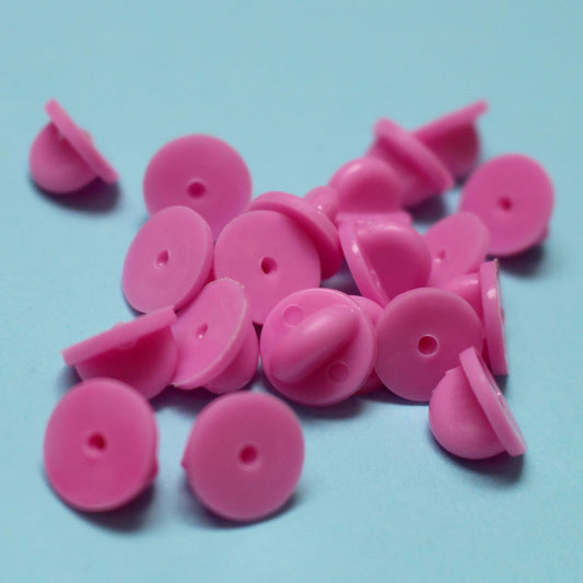 Pink rubber pin backs
