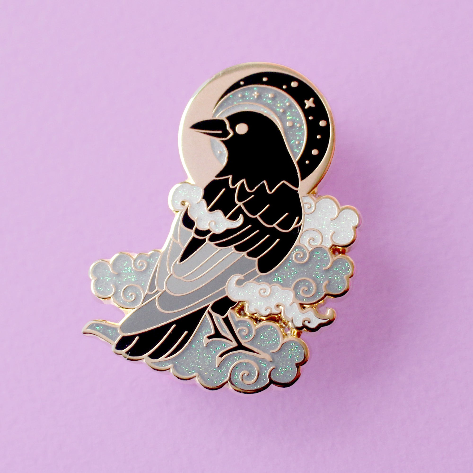 Cloud Crow Enamel Pin – Glitter Punk