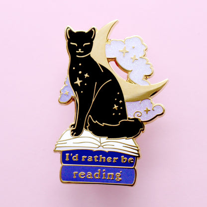 I’d Rather be Reading Cat Enamel Pin