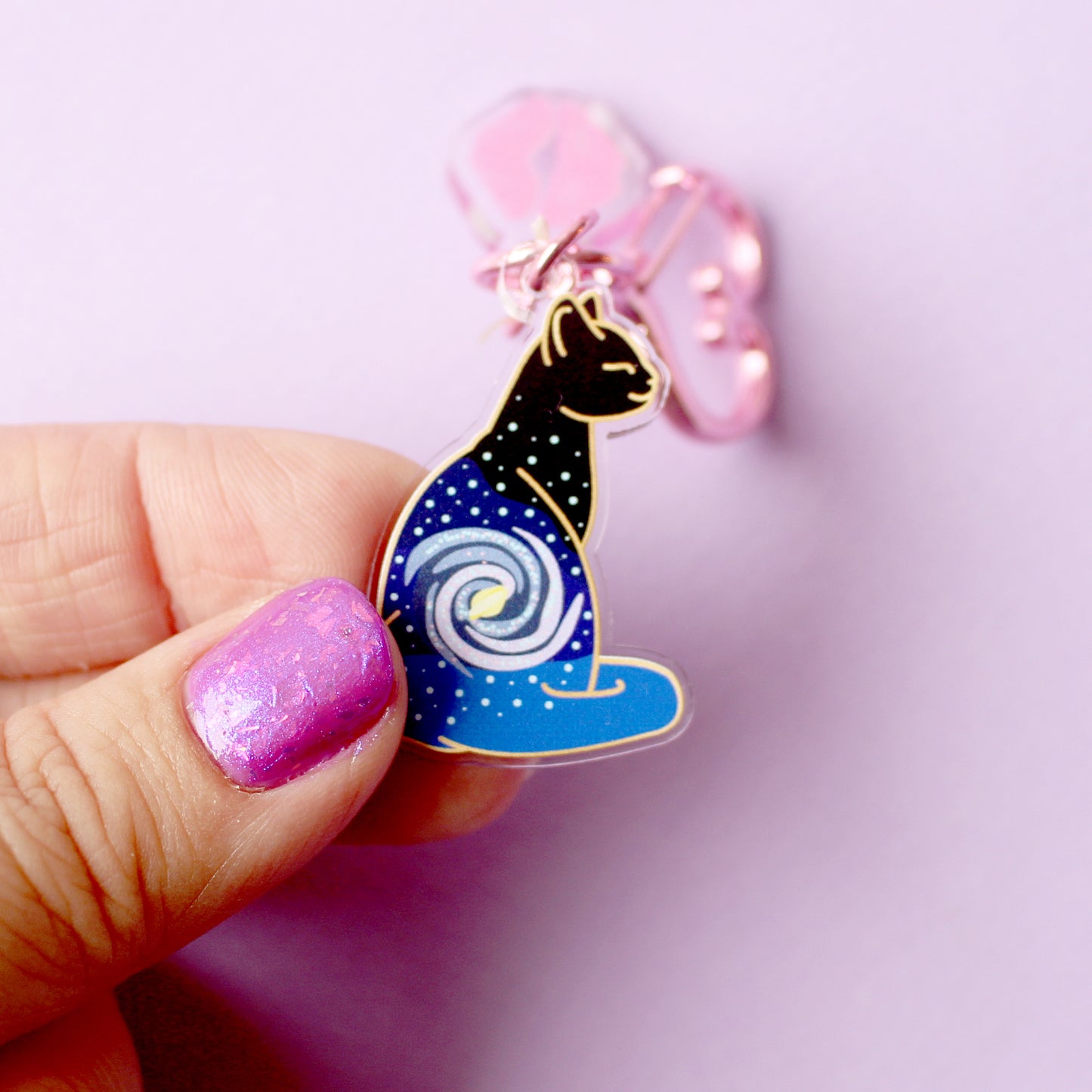 Milky Way Cat Acrylic Key Chain – Cosmic Cats Collection