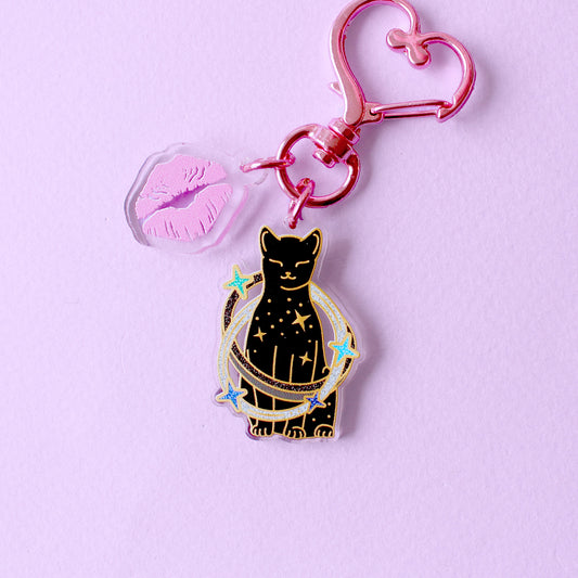 Starburst Cat Acrylic Key Chain – Cosmic Cats Collection