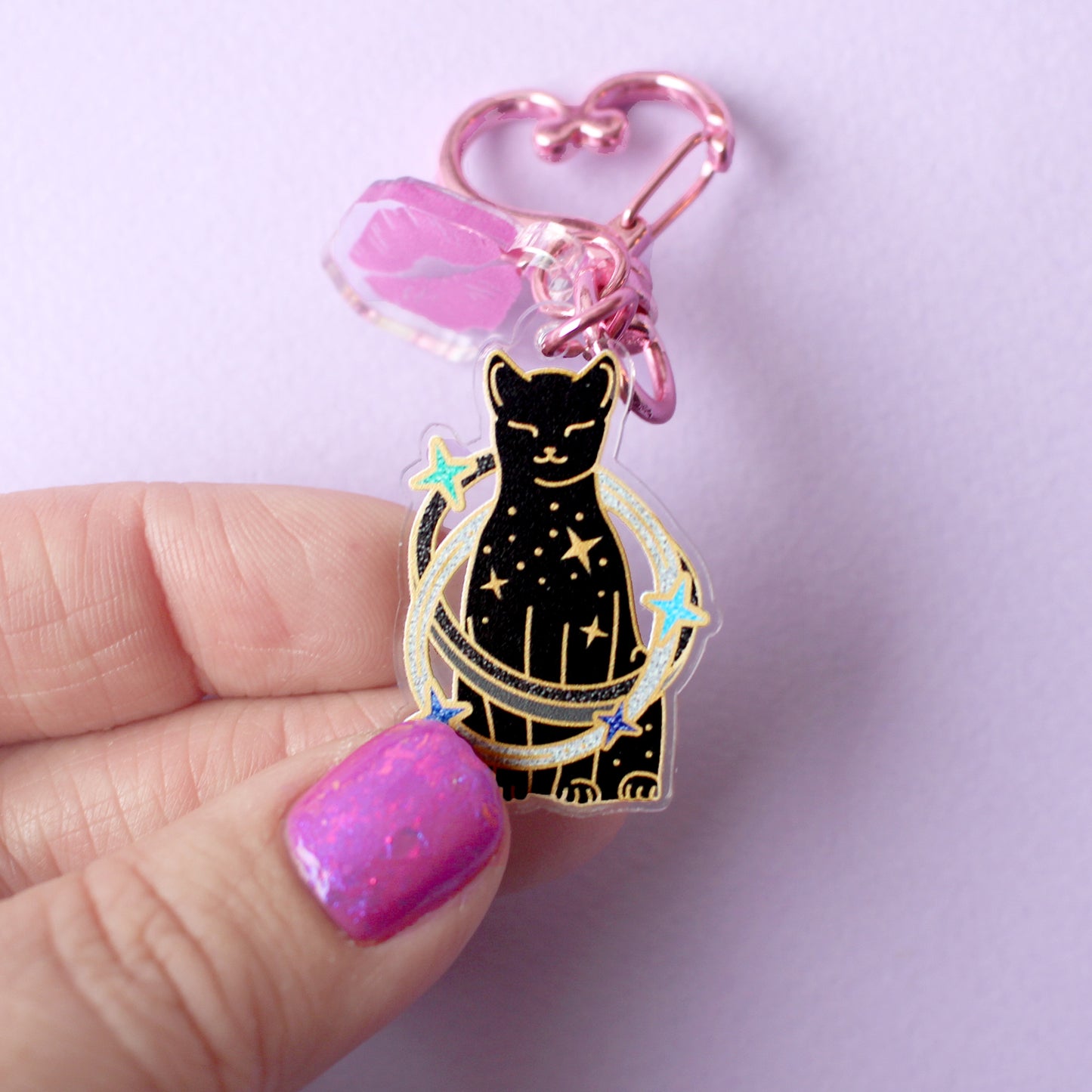 Starburst Cat Acrylic Key Chain – Cosmic Cats Collection