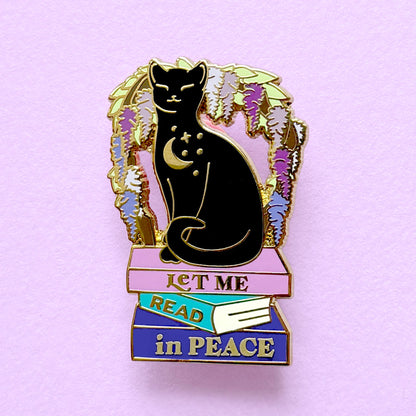 Let me Read in Peace Cat Enamel Pin