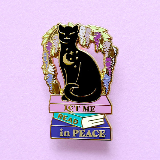 Let me Read in Peace Cat Enamel Pin