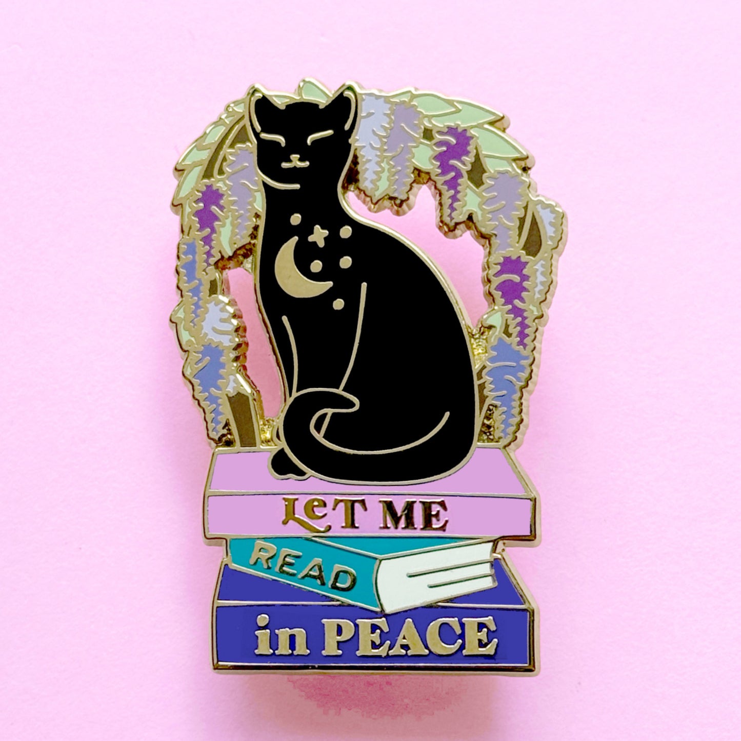 Let me Read in Peace Cat Enamel Pin