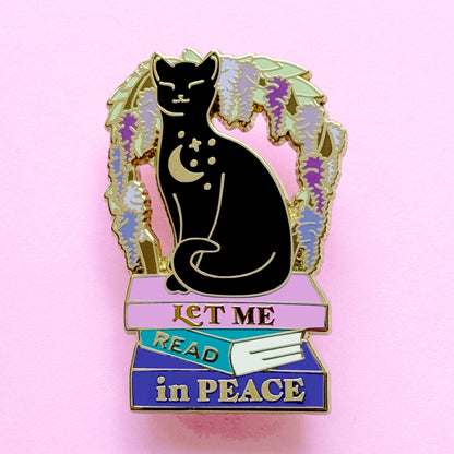 Let me Read in Peace Cat Enamel Pin