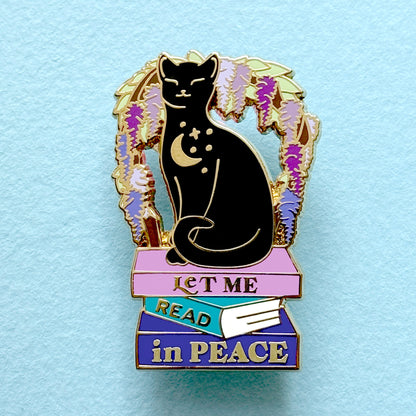 Let me Read in Peace Cat Enamel Pin