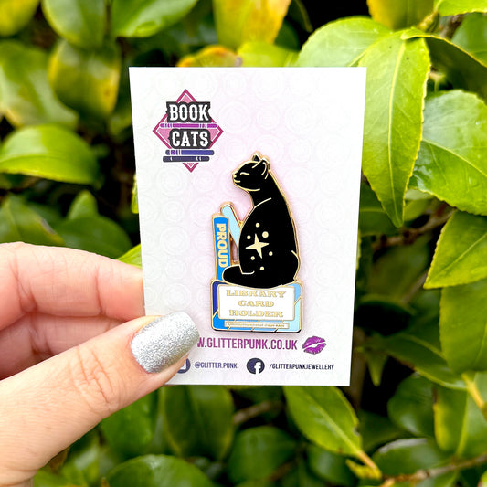 Library Card Holder Cat Enamel Pin