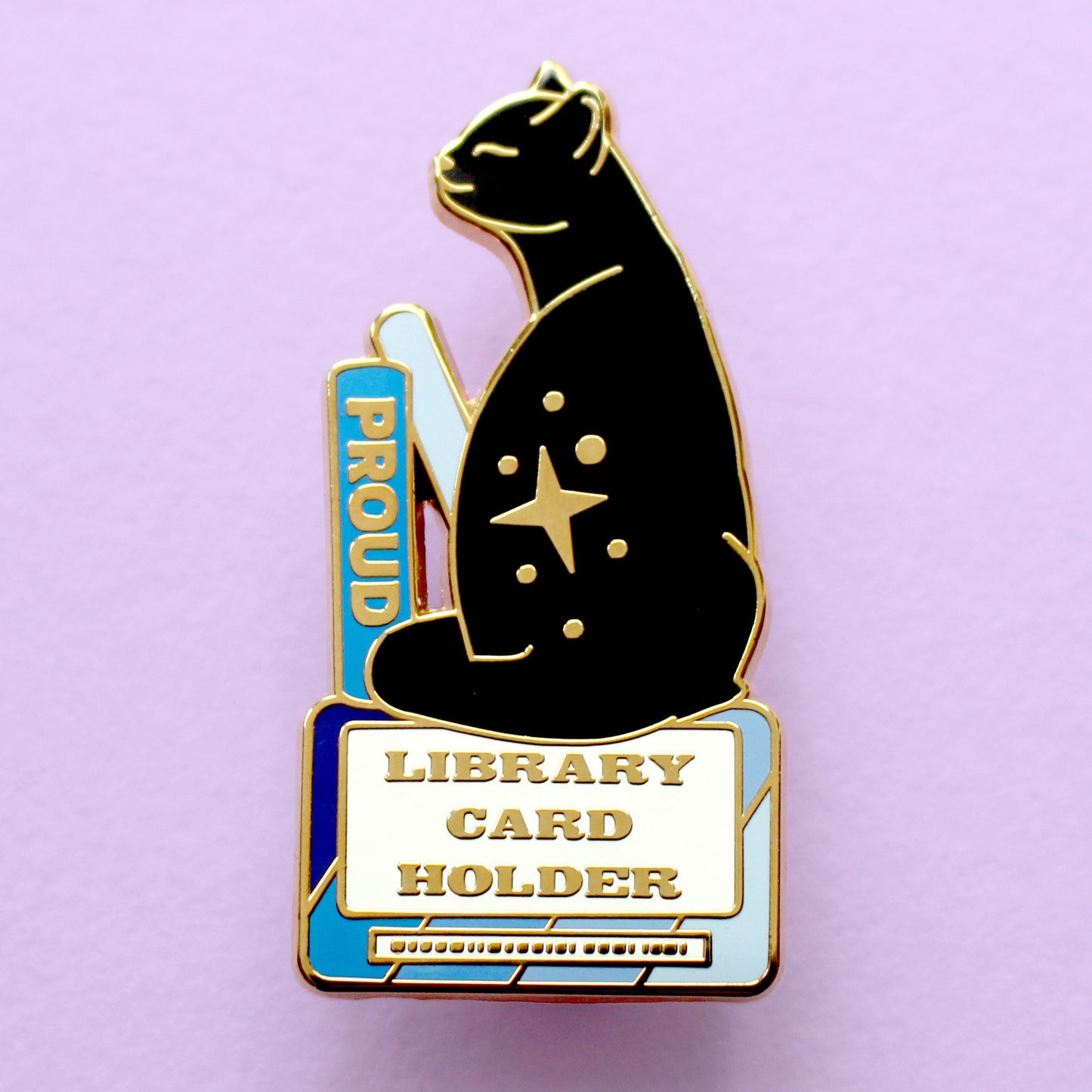 Library Card Holder Cat Enamel Pin