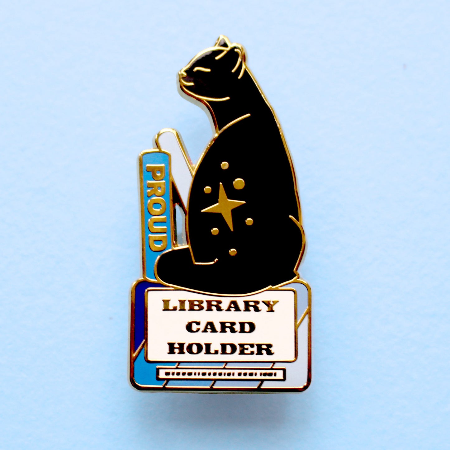 Library Card Holder Cat Enamel Pin