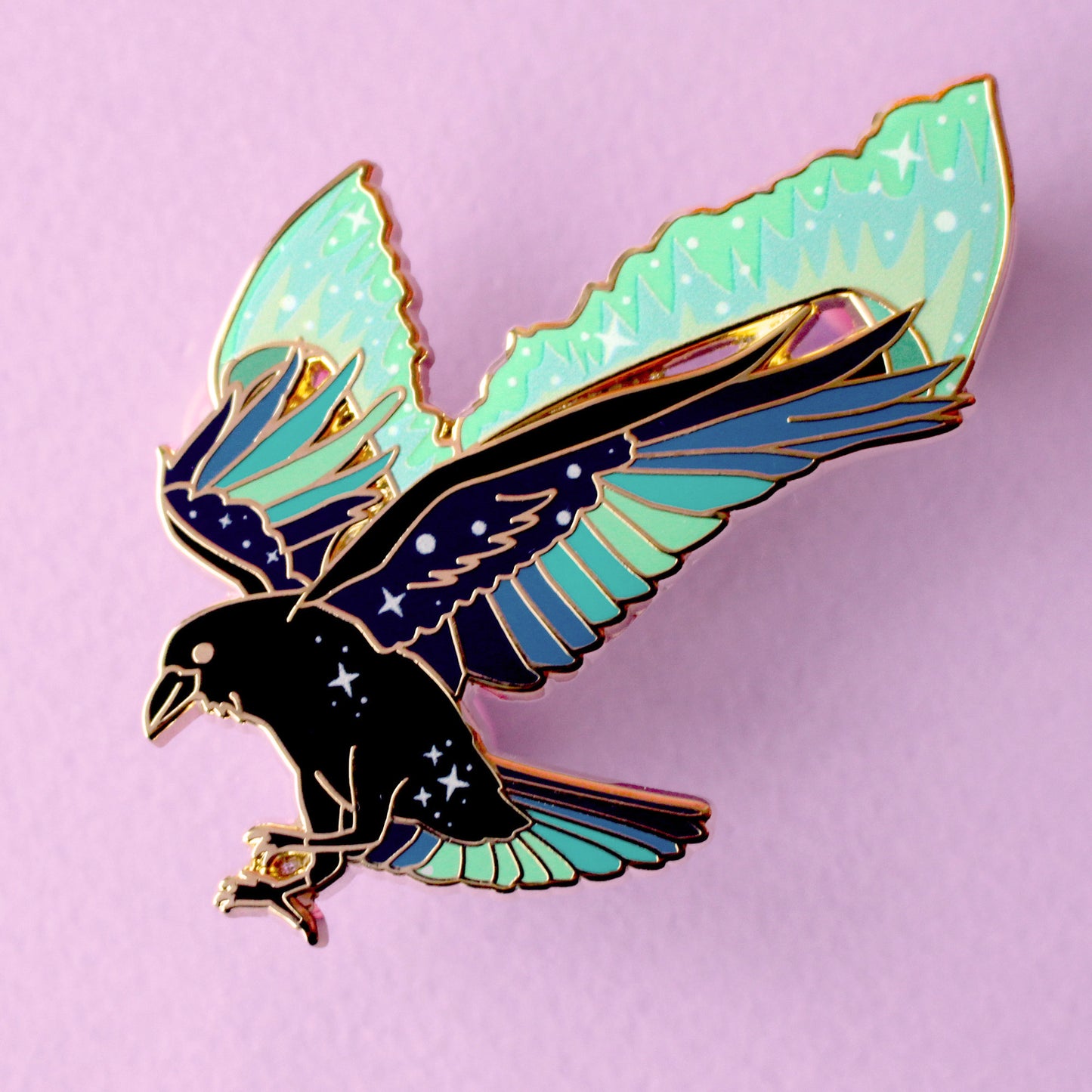 Northern Lights Raven Enamel Pin