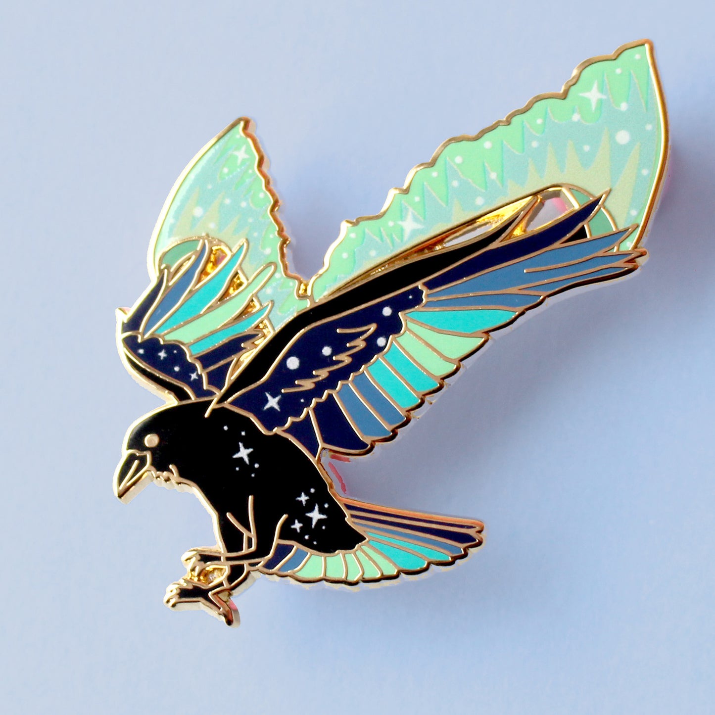 Northern Lights Raven Enamel Pin
