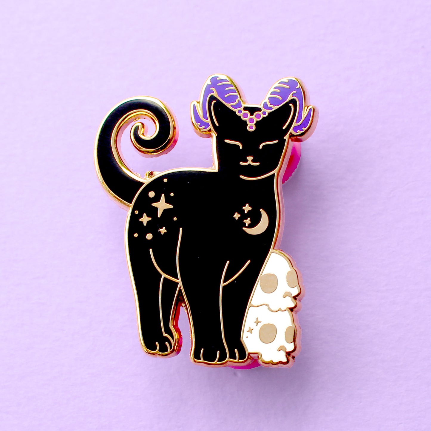 Horned Cat Enamel Pin – Halloween Collection