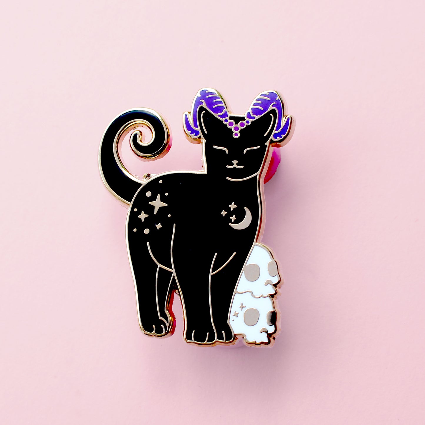 Horned Cat Enamel Pin – Halloween Collection