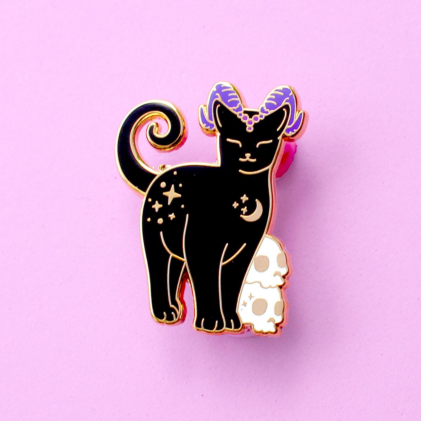 Horned Cat Enamel Pin – Halloween Collection