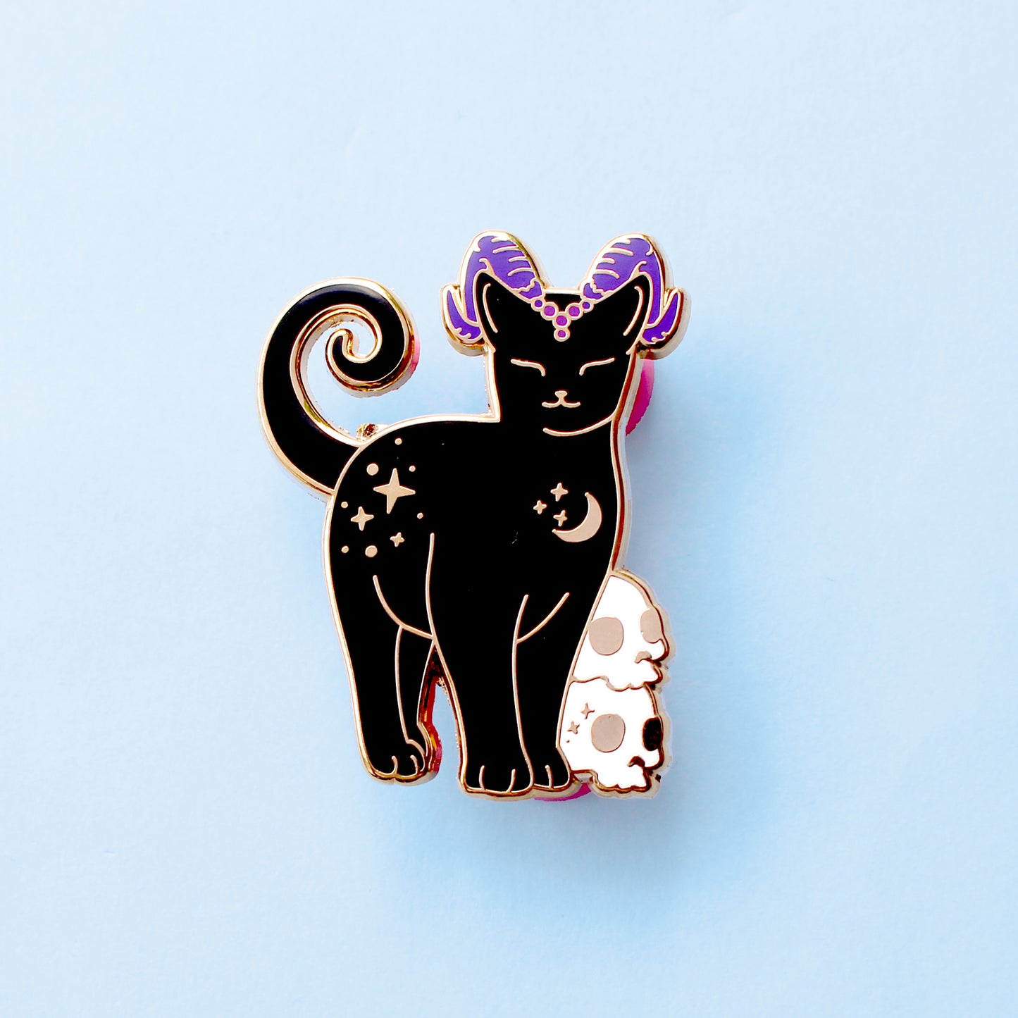 Horned Cat Enamel Pin – Halloween Collection