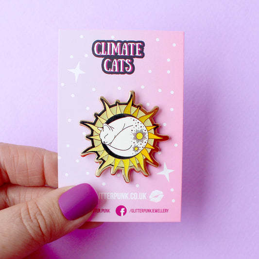 Sun Cat Enamel Pin - Climate Cats