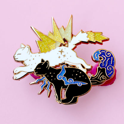 Thunder & Lightning Cats Enamel Pin - Climate Cats