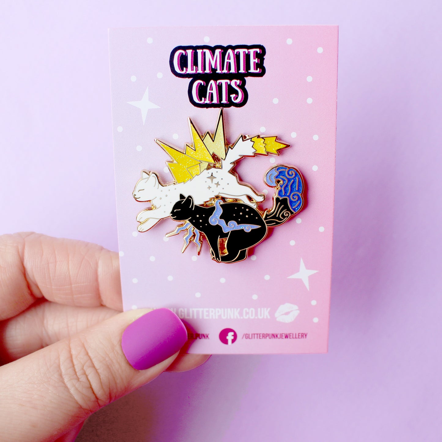 Thunder & Lightning Cats Enamel Pin - Climate Cats