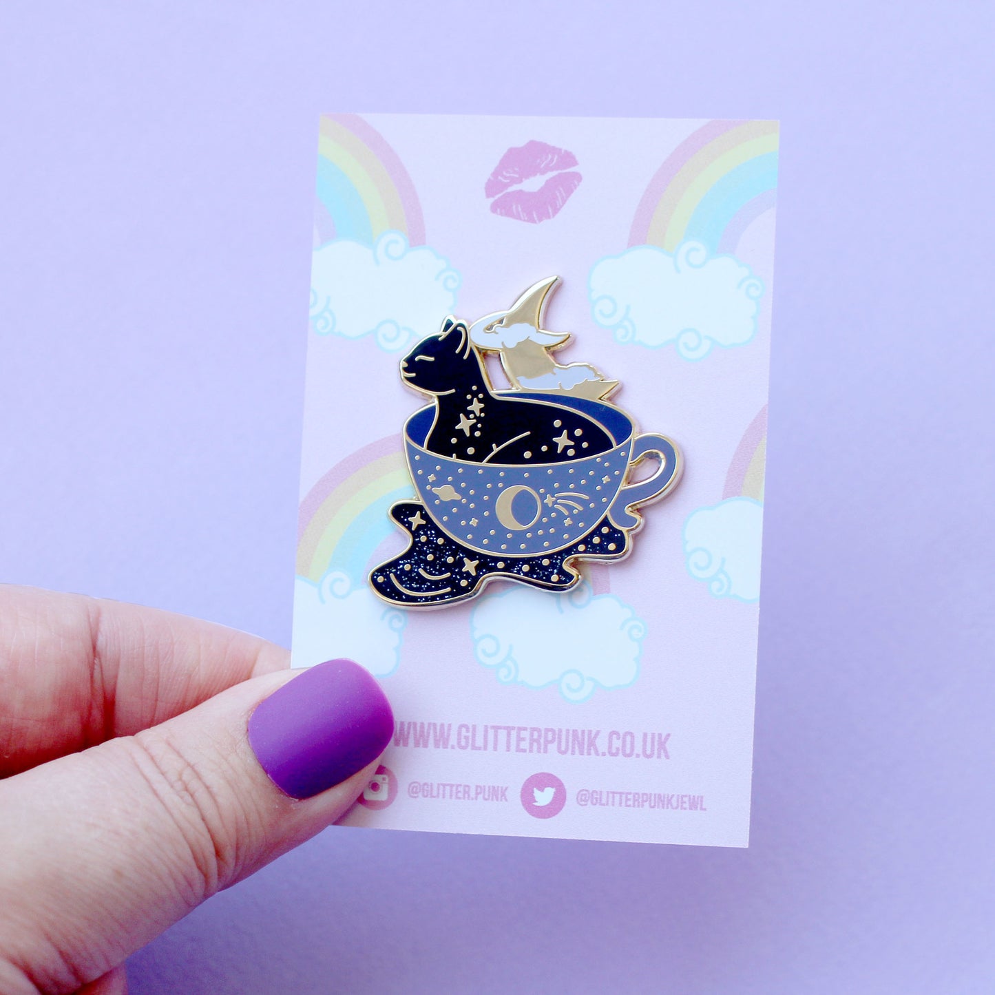 Galaxy Teacup Cat Enamel Pin