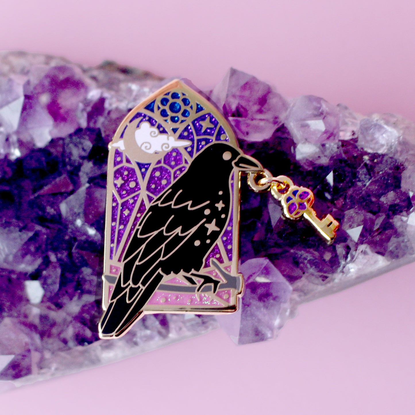 Window Crow Enamel Pin