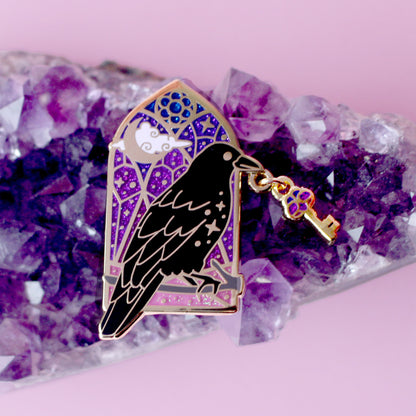 Window Crow Enamel Pin