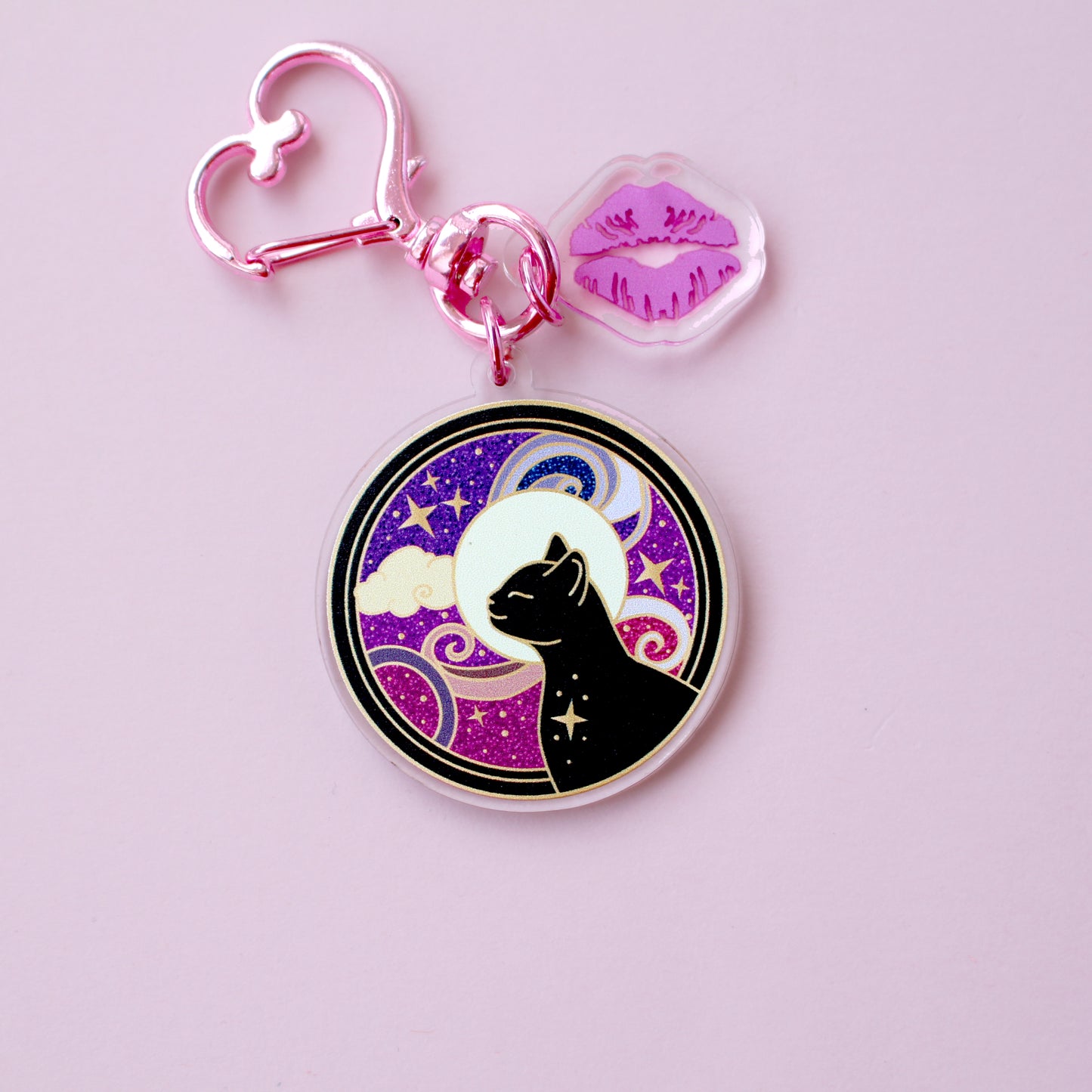 Art Nouveau Cosmic Cat Acrylic Key Chain