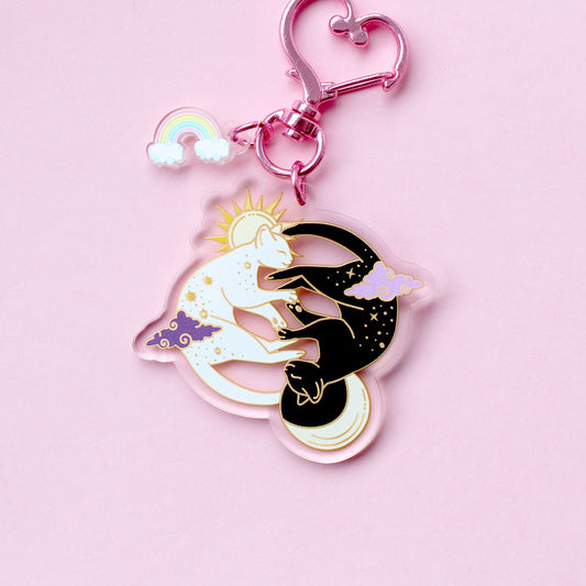 Dark & Light Cats Acrylic Key Chain