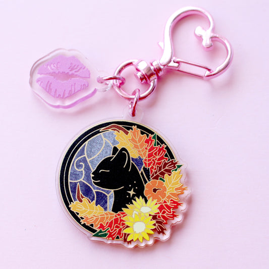 Art Nouveau Fall Cat Acrylic Key Chain