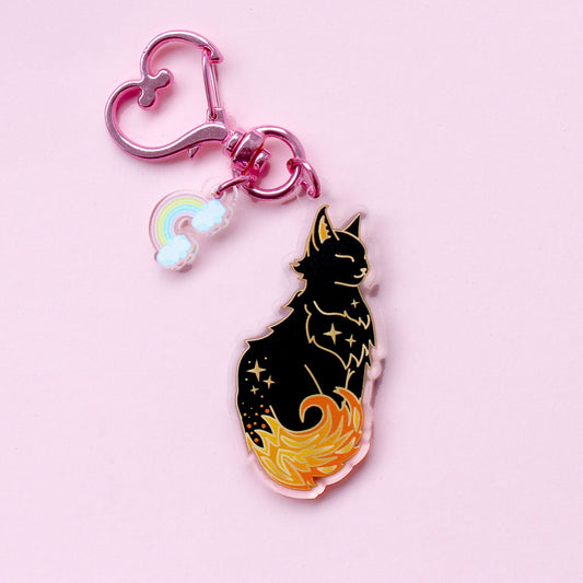 Fire Cat Acrylic Key Chain