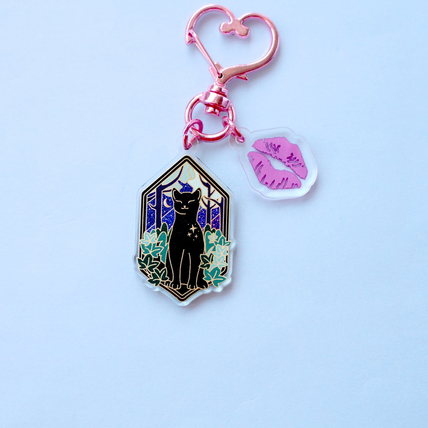 Art Nouveau Forest Cat Acrylic Mini Key Chain