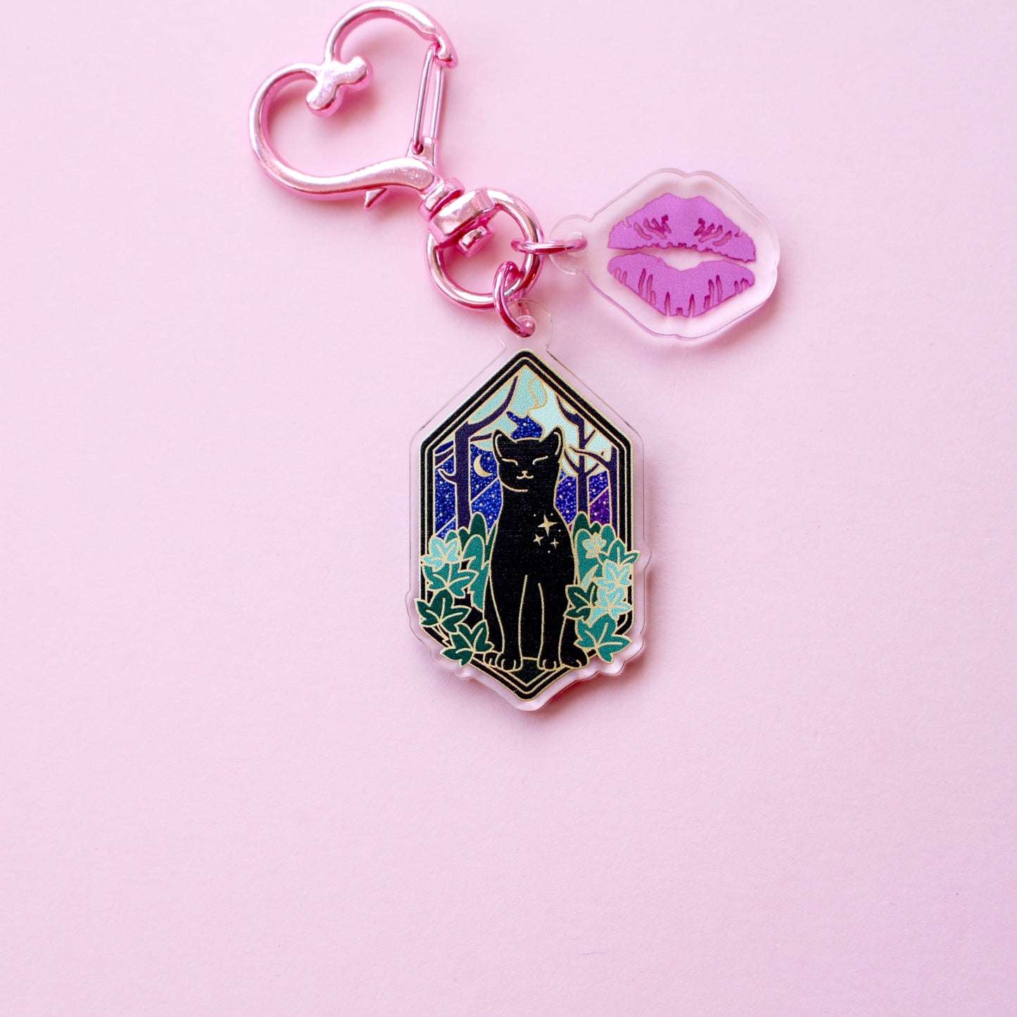 Art Nouveau Forest Cat Acrylic Mini Key Chain