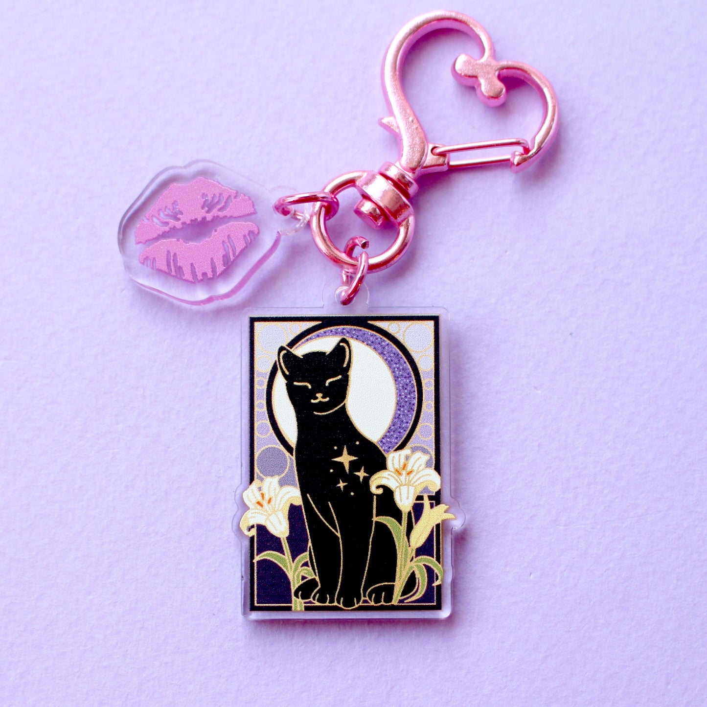 Art Nouveau Lily Cat Acrylic Key Chain