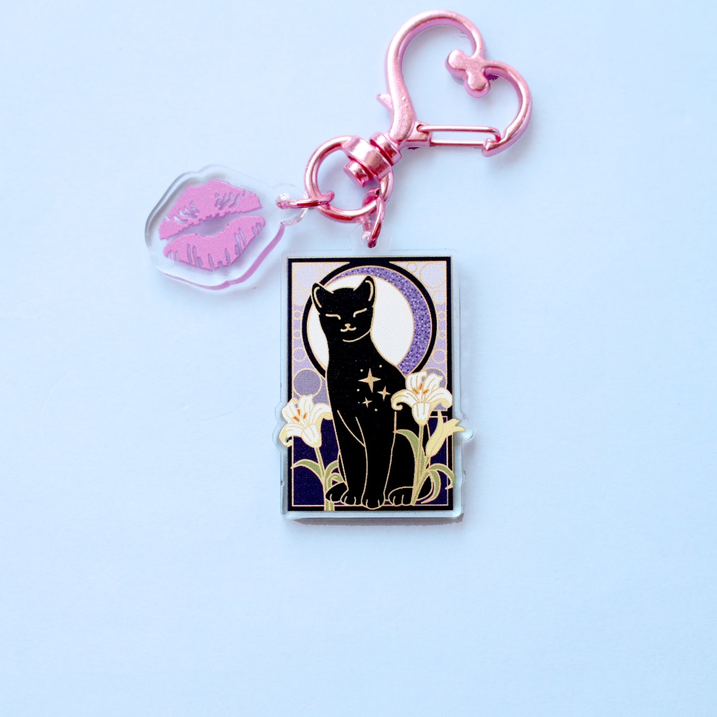 Art Nouveau Lily Cat Acrylic Key Chain