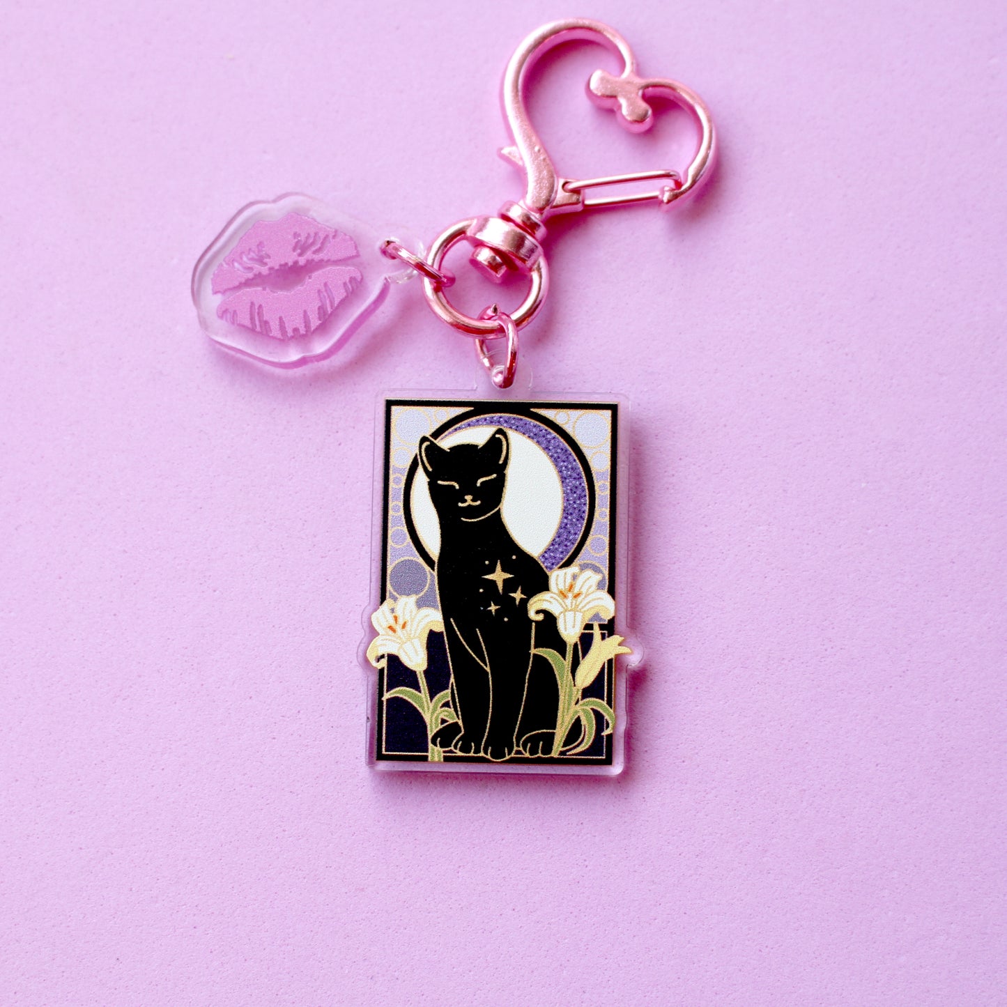 Art Nouveau Lily Cat Acrylic Key Chain